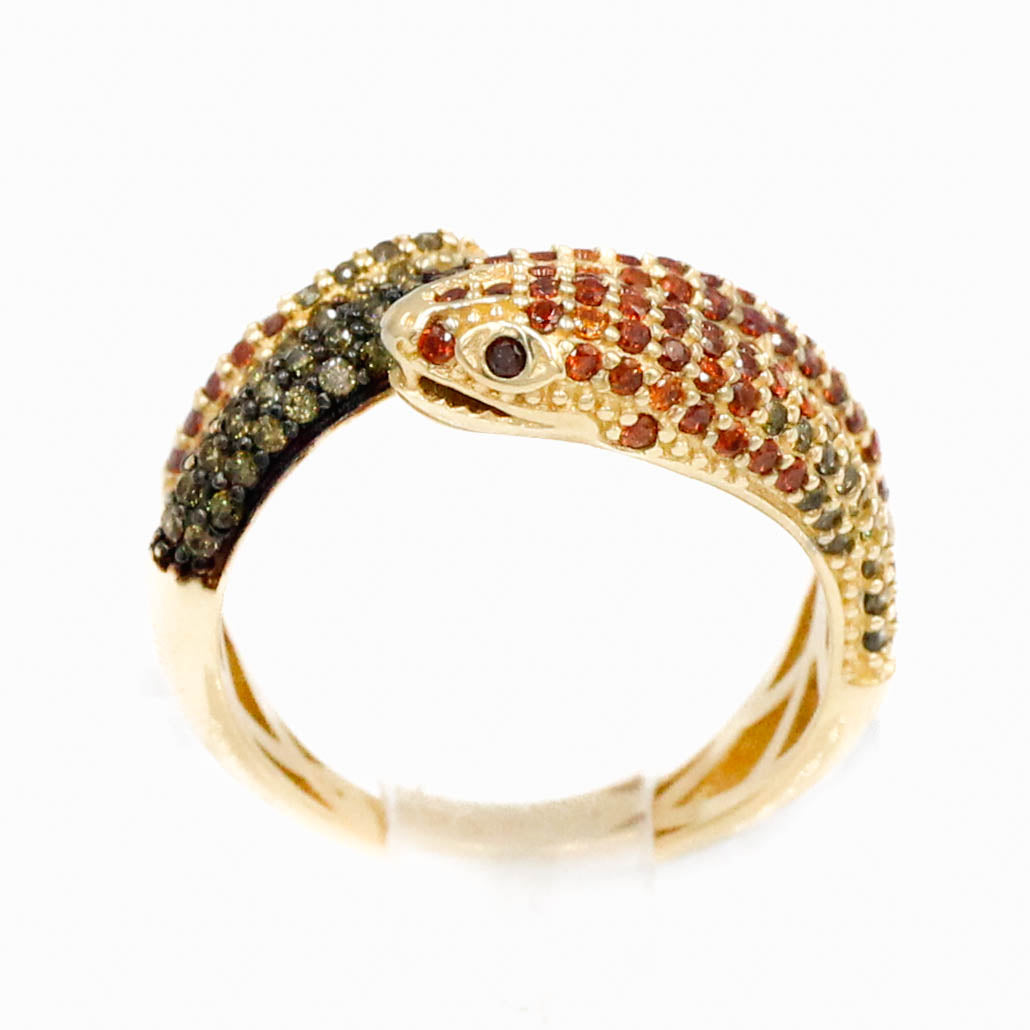 ANILLO DE VIBORA CON PIEDRA ZIRCONIA ORO 14K