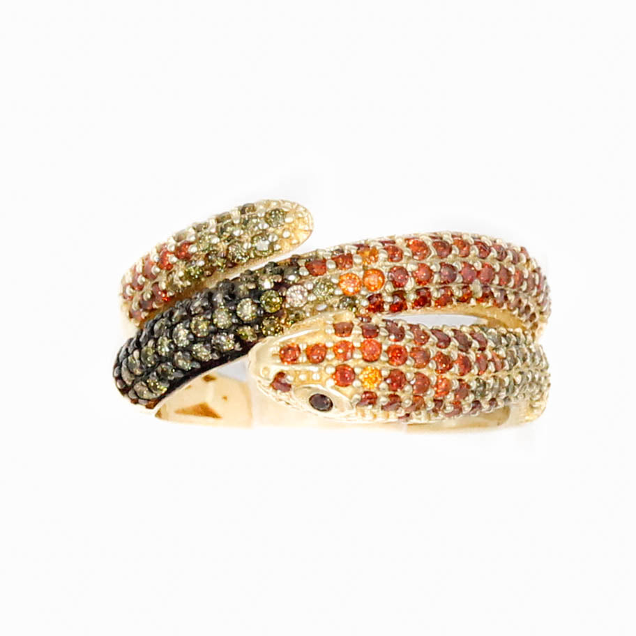 ANILLO DE VIBORA CON PIEDRA ZIRCONIA ORO 14K