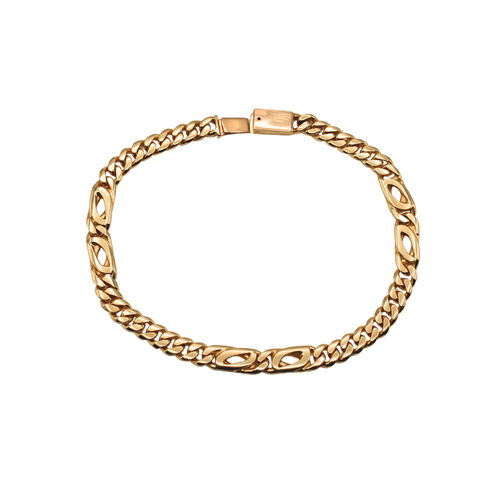 PULSERA CUBANA / OJO DE TIGRE ORO 14K