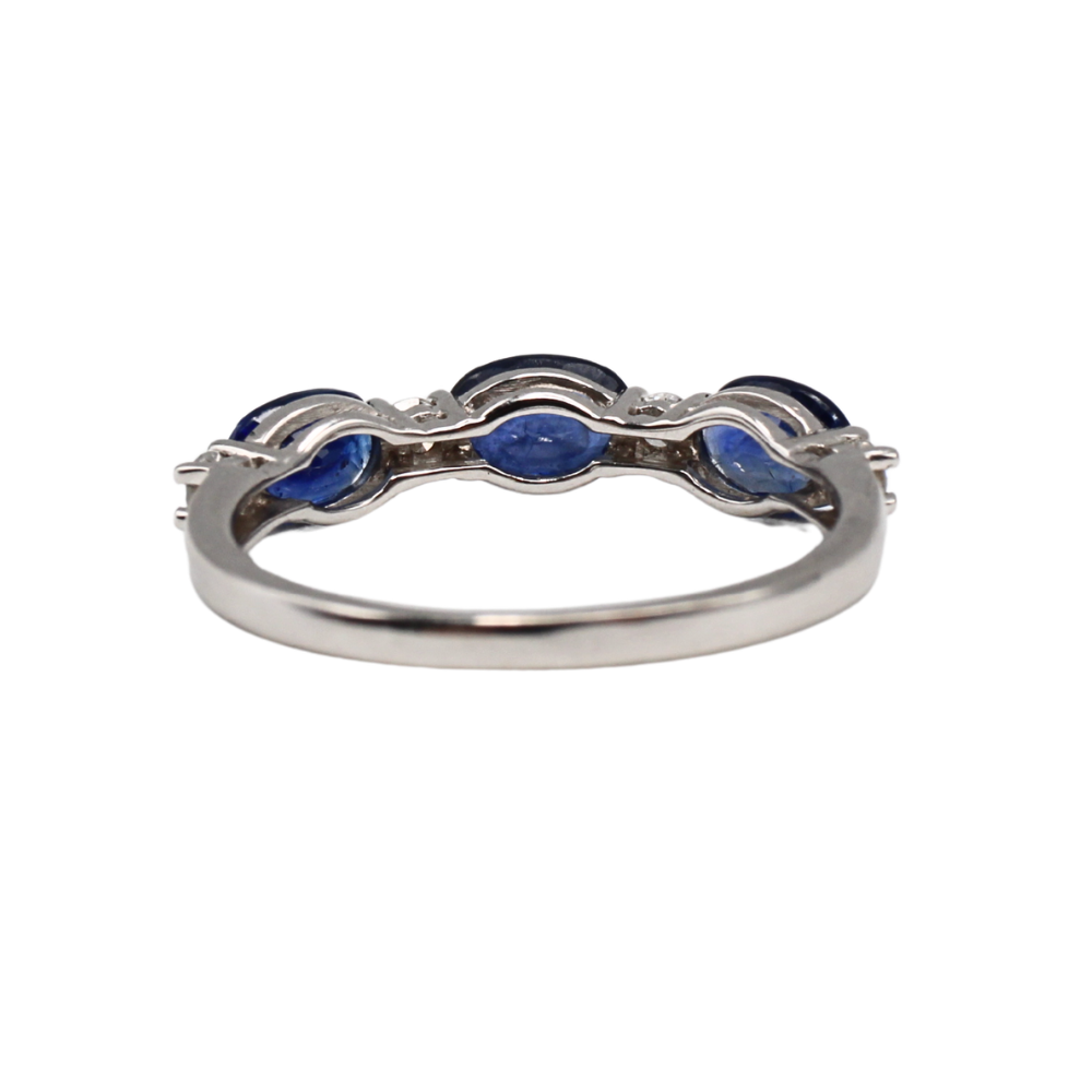ANILLO ZAFIRO Y DIAMANTES ORO BLANCO 18K