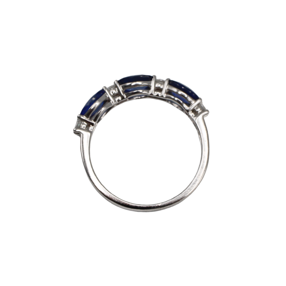 ANILLO ZAFIRO Y DIAMANTES ORO BLANCO 18K