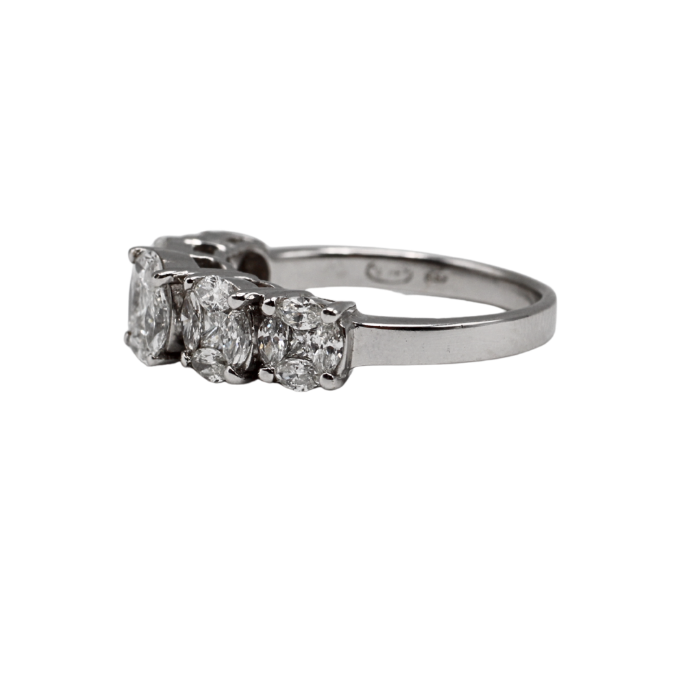 ANILLO DIAMANTES ORO BLANCO 18K
