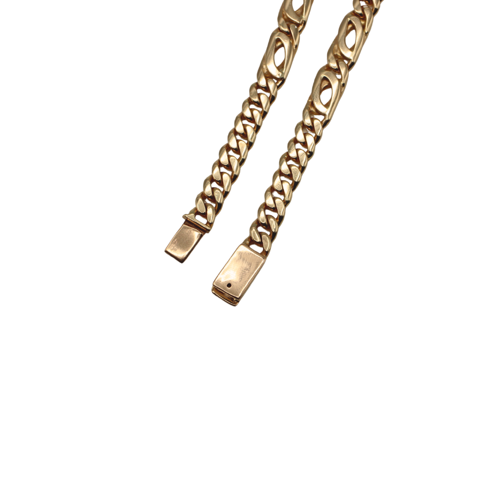 PULSERA CUBANA / OJO DE TIGRE ORO 14K