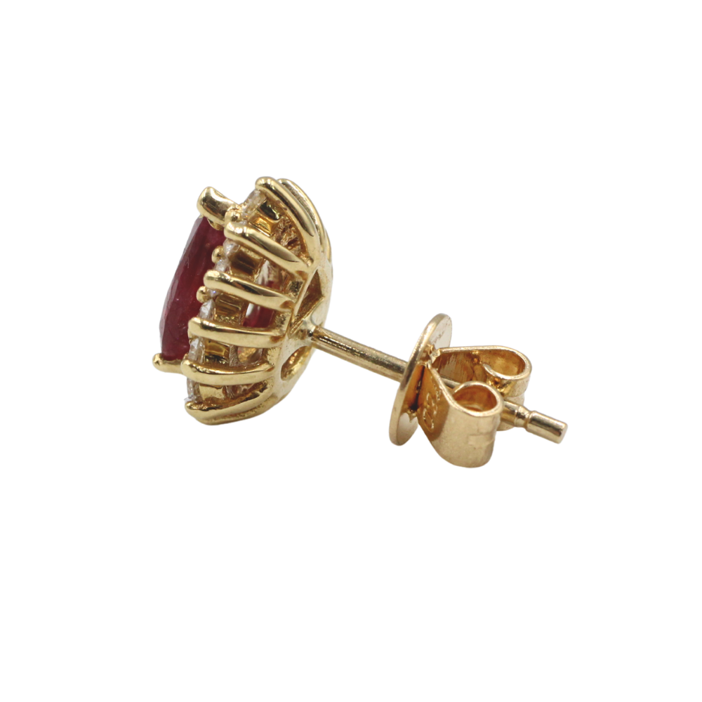 ARETES RUBÍ Y DIAMANTES ORO 18K
