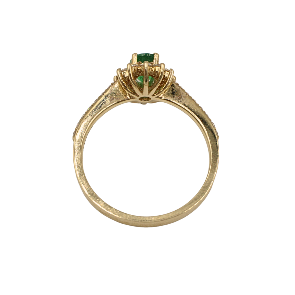 ANILLO ESMERALDA Y DIAMANTES ORO 14K