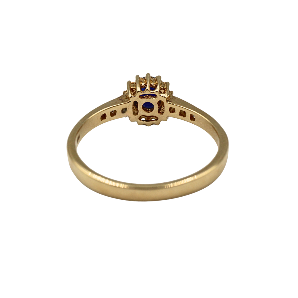 ANILLO ZAFIRO Y DIAMANTES ORO 14K