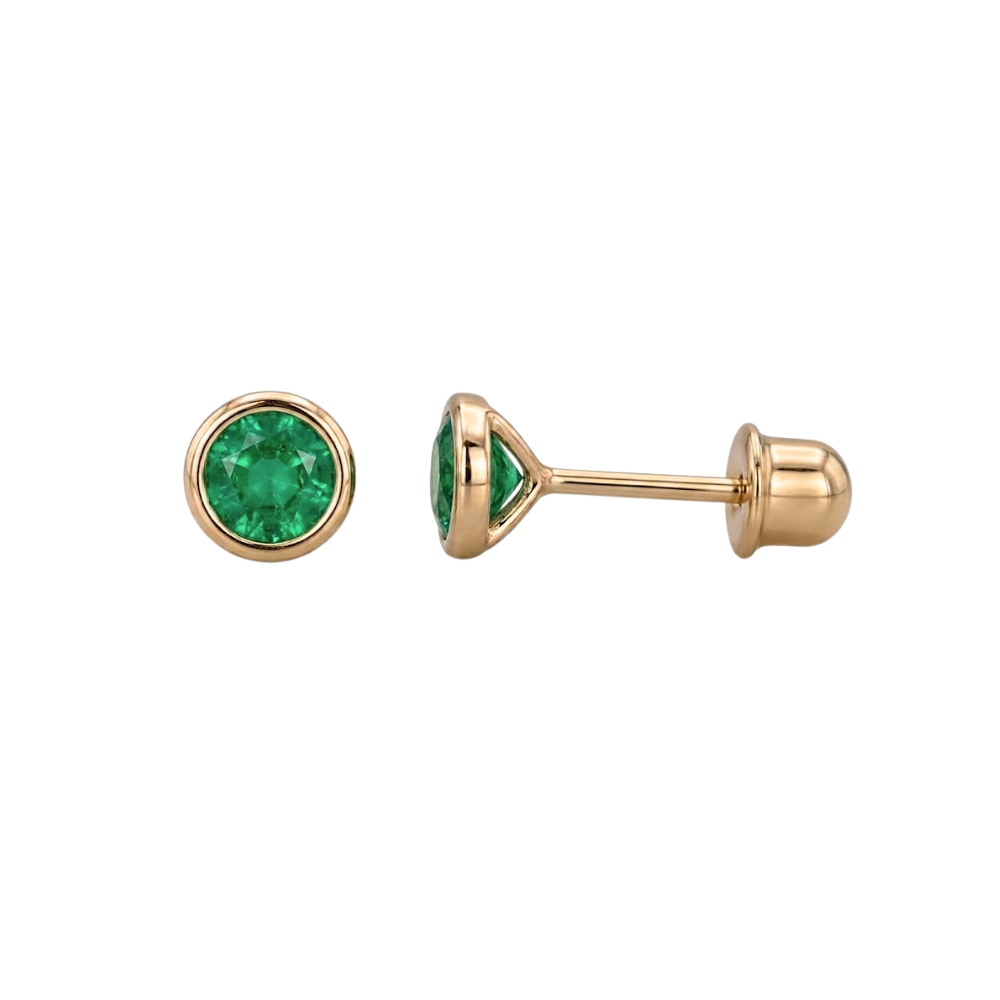 BROQUEL ESMERALDA ORO 14K