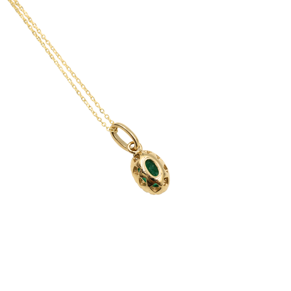 GARGANTILLA ESMERALDA Y DIAMANTES ORO 14K