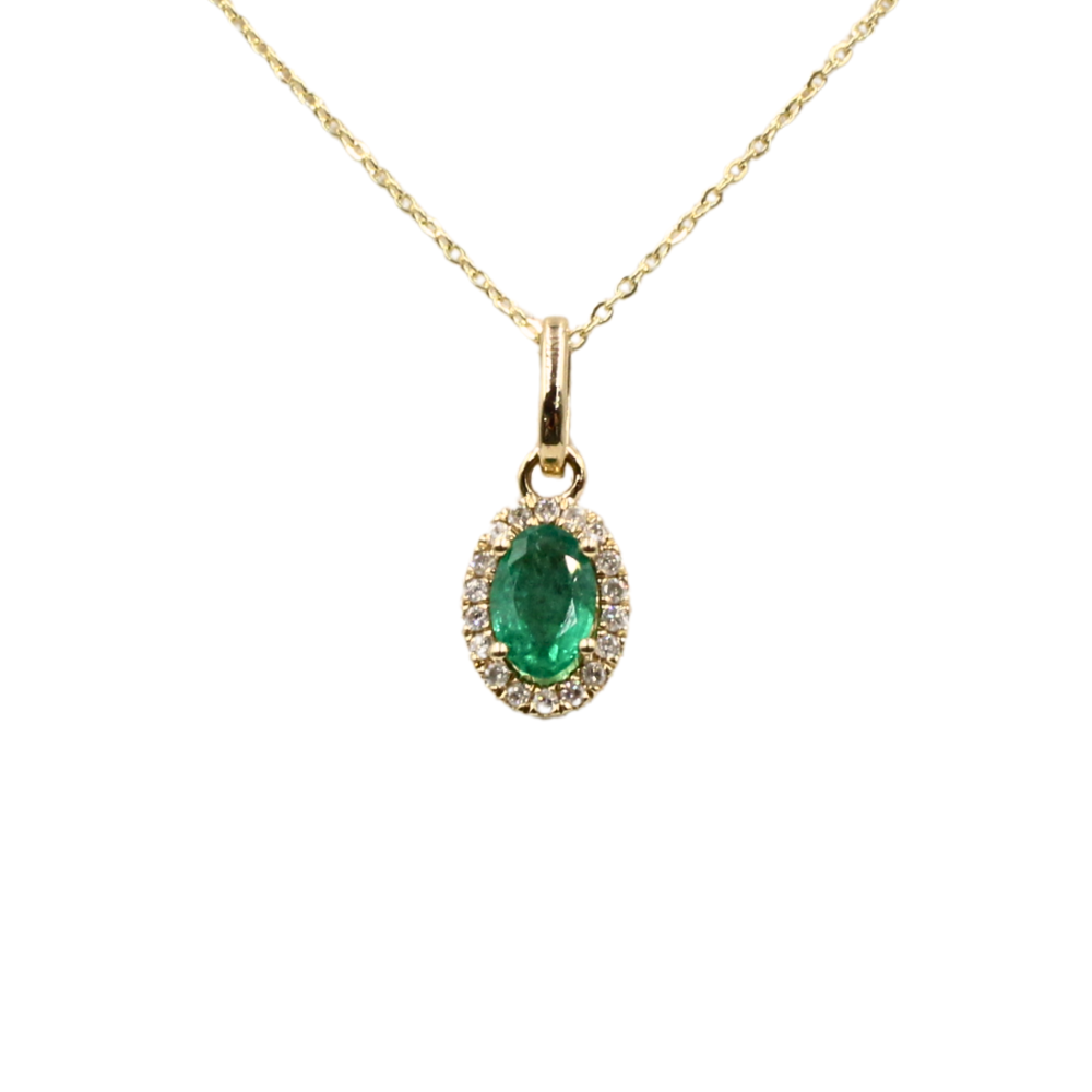 GARGANTILLA ESMERALDA Y DIAMANTES ORO 14K