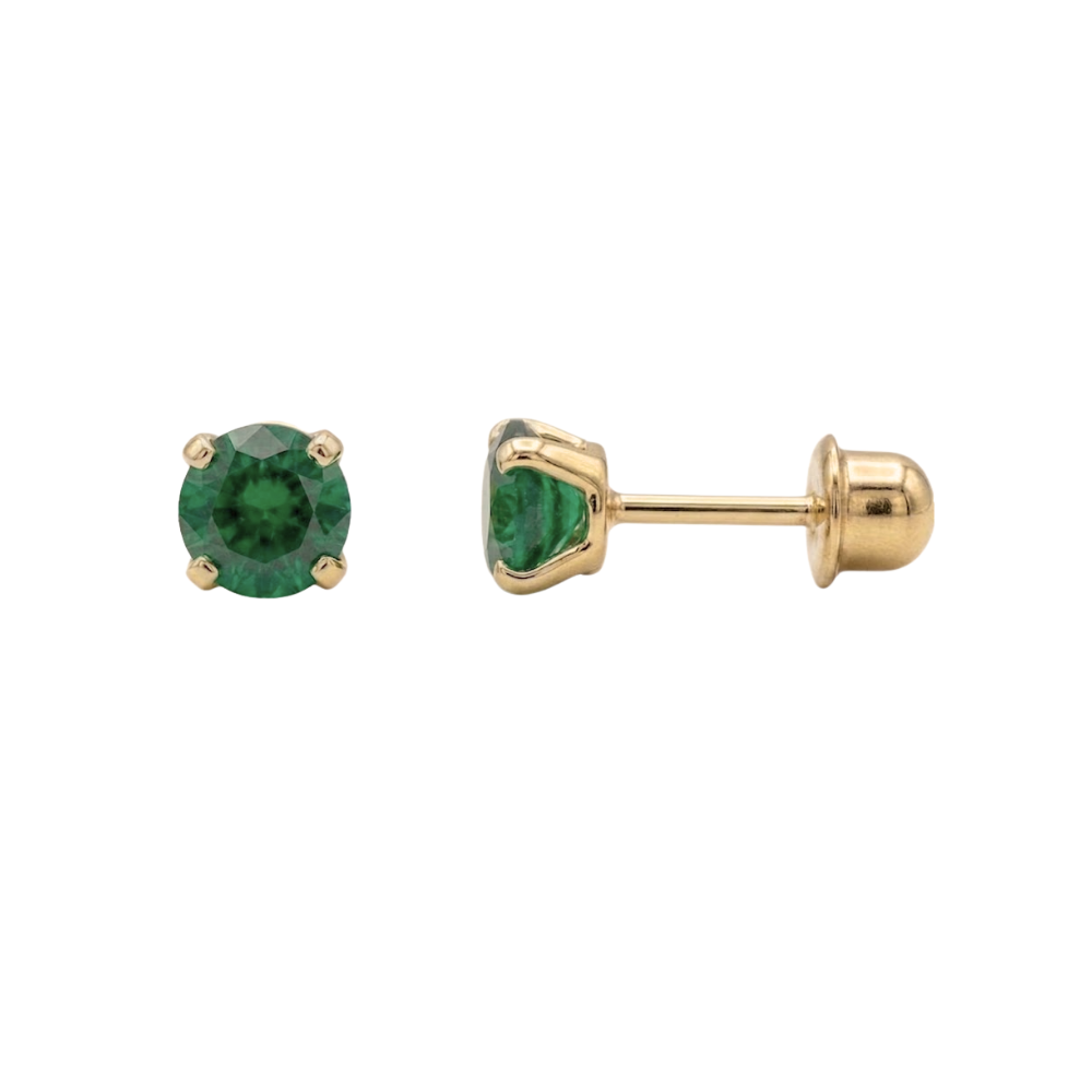 BROQUEL ESMERALDA ORO 14K
