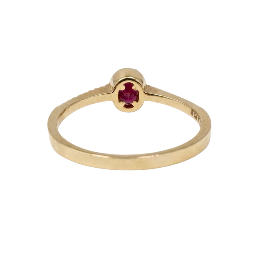 ANILLO RUBÍ Y DIAMANTES ORO 14K
