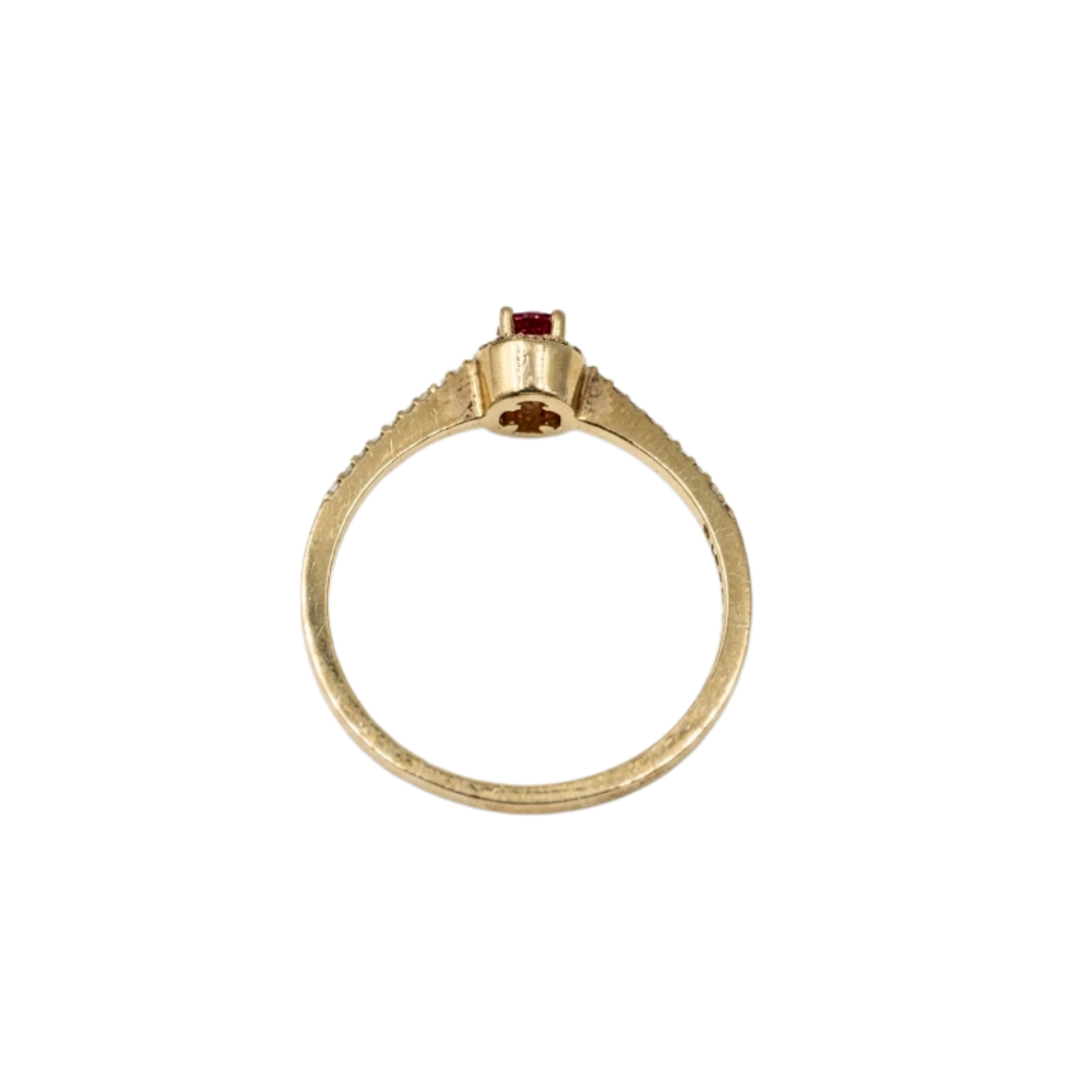 ANILLO RUBÍ Y DIAMANTES ORO 14K