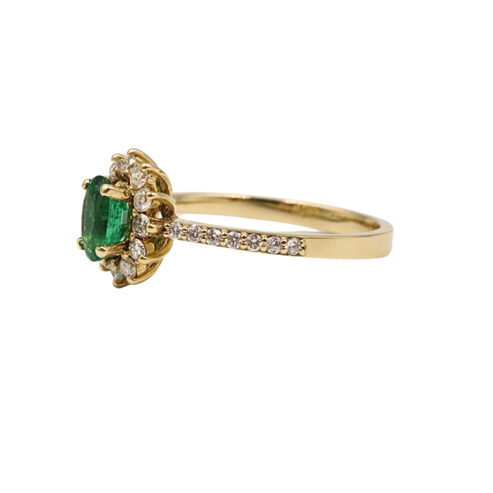 ANILLO ESMERALDA Y DIAMANTES ORO 14K