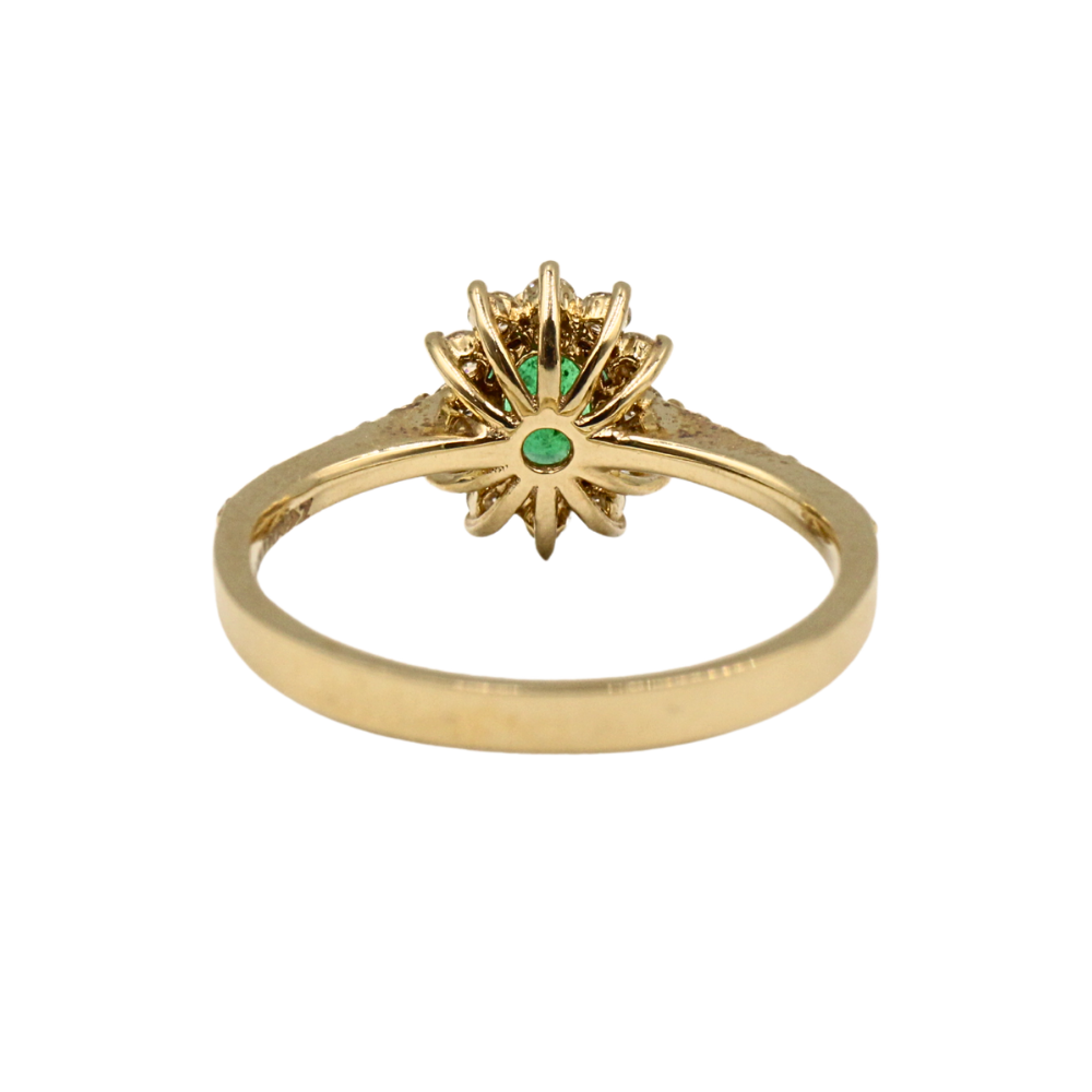 ANILLO ESMERALDA Y DIAMANTES ORO 14K