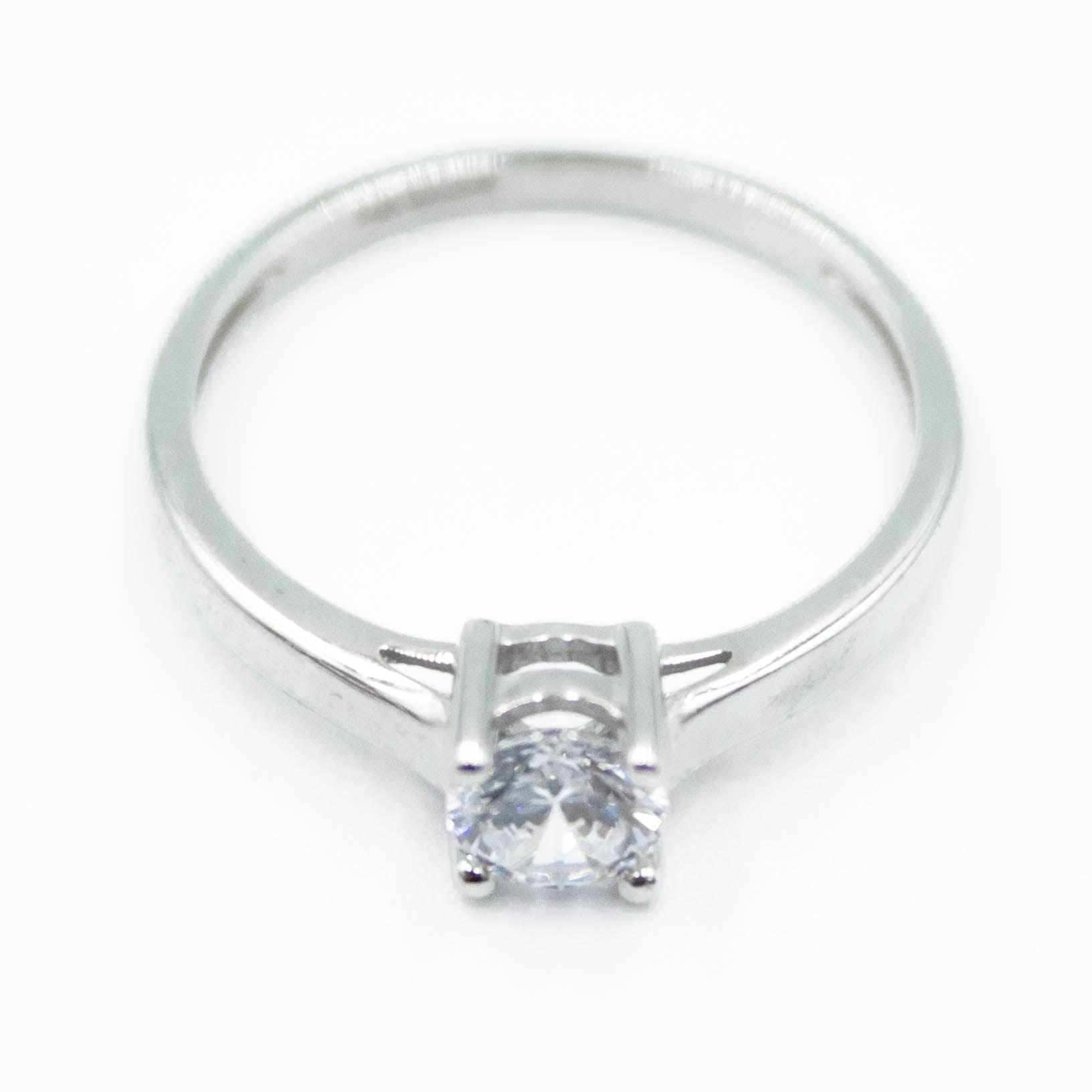 ANILLO CON PIEDRA ZIRCONIA ORO BLANCO 14K - Orovel's Collection