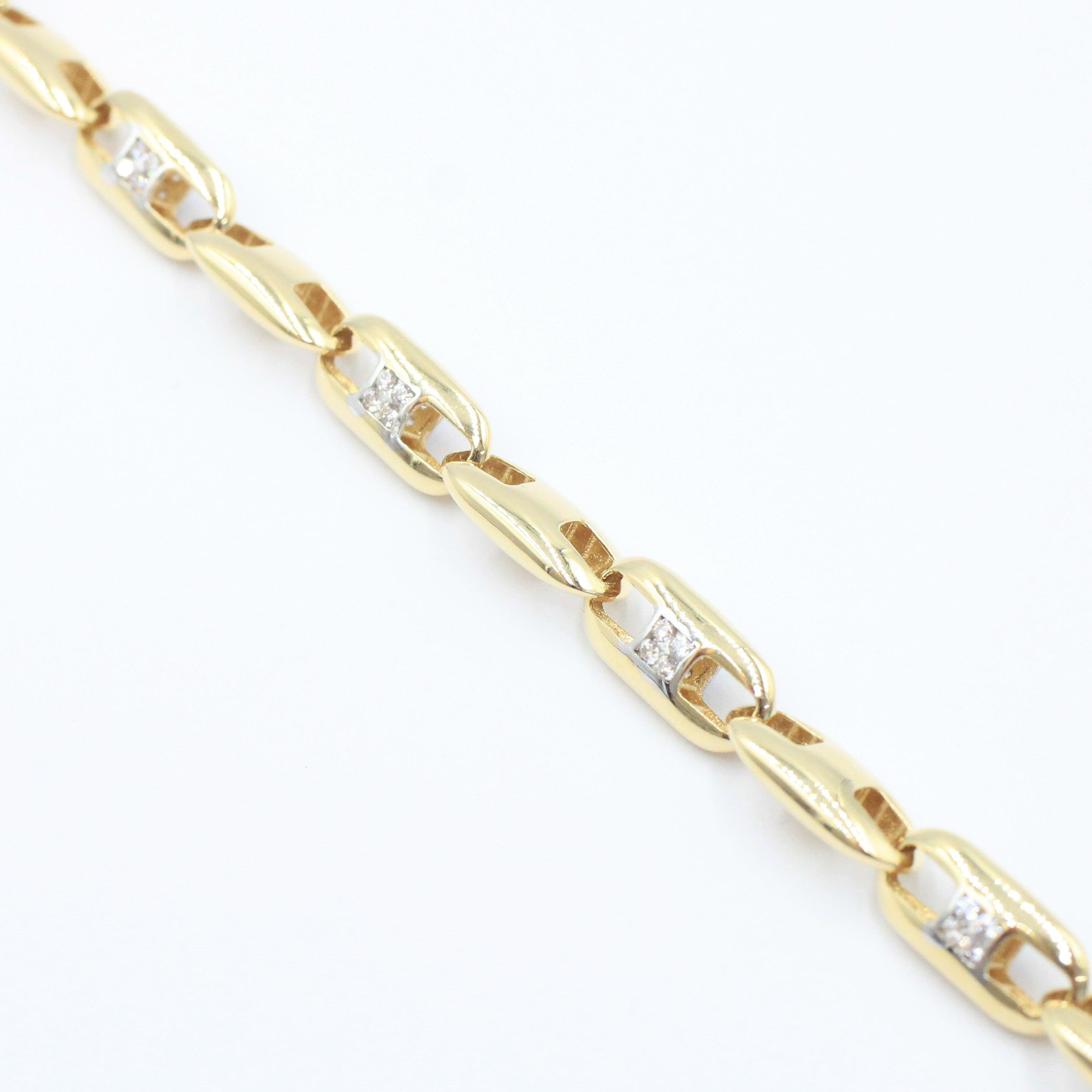 PULSERA HUECA CON PIEDRA ZIRCONIA ORO 14K - Orovel's Collection